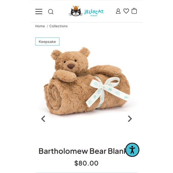 Jellycat Bartholomew Bear Baby Blankie - Plush Teddy Bear & Soft Blanket Combo - Picture 2 of 8